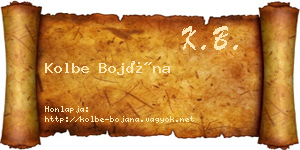 Kolbe Bojána névjegykártya